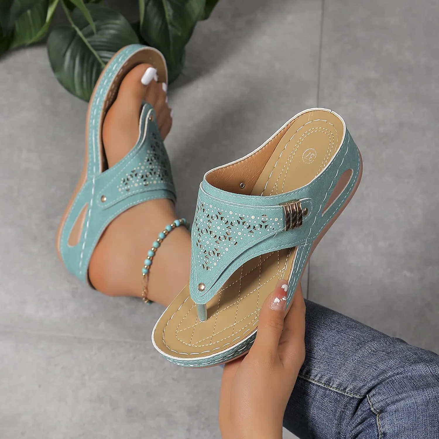 Orthopedic Sandals for Women Wide Width Flat Sandal With Arch Support Wedge & Flip Flops, Casual Gladiator Shoes