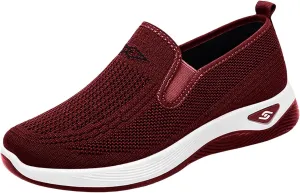Orthopedic Sneakers for Women Breathable Soft Shoes Go Walk Slip on Shoes Mesh Knitted Woven Low Top Walking Shoe Platform Orthopedic Sneakers