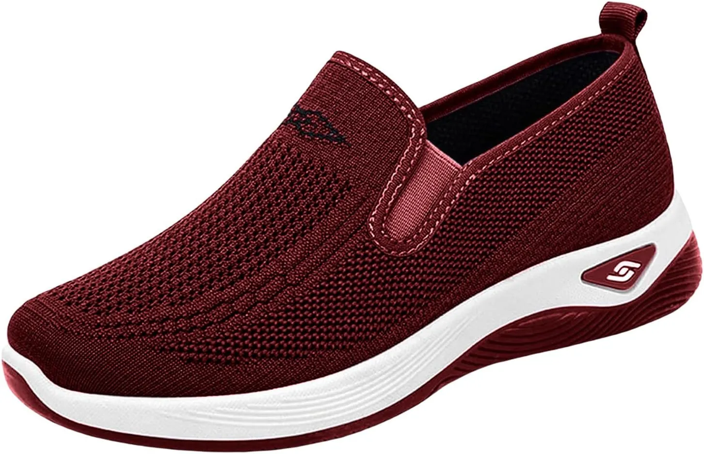 Orthopedic Sneakers for Women Breathable Soft Shoes Go Walk Slip on Shoes Mesh Knitted Woven Low Top Walking Shoe Platform Orthopedic Sneakers