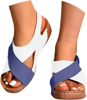 Orthopedic Walking Plantar Fasciitis Slides Sandals for Women Comfort Wedge Sandals Slip On Summer Vacation Sandals
