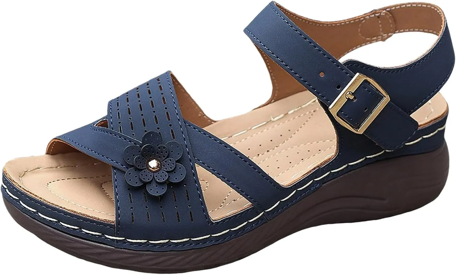 Orthopedic Wedge Sandals for Women Strappy Arch Support Flat Wedges Comfortable Dressy Arch Support Sandals Summer Walking Shoes