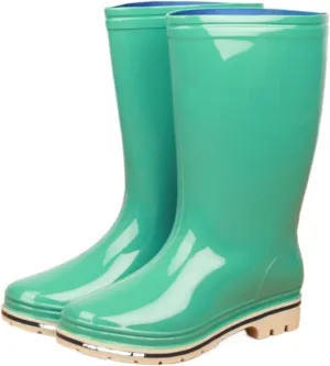 Outdoor Work Booties Women's Mid High Thickened Rain Boots Waterproof Rubber Shoes Non Slip Water Shoes Outdoor Gardening Work