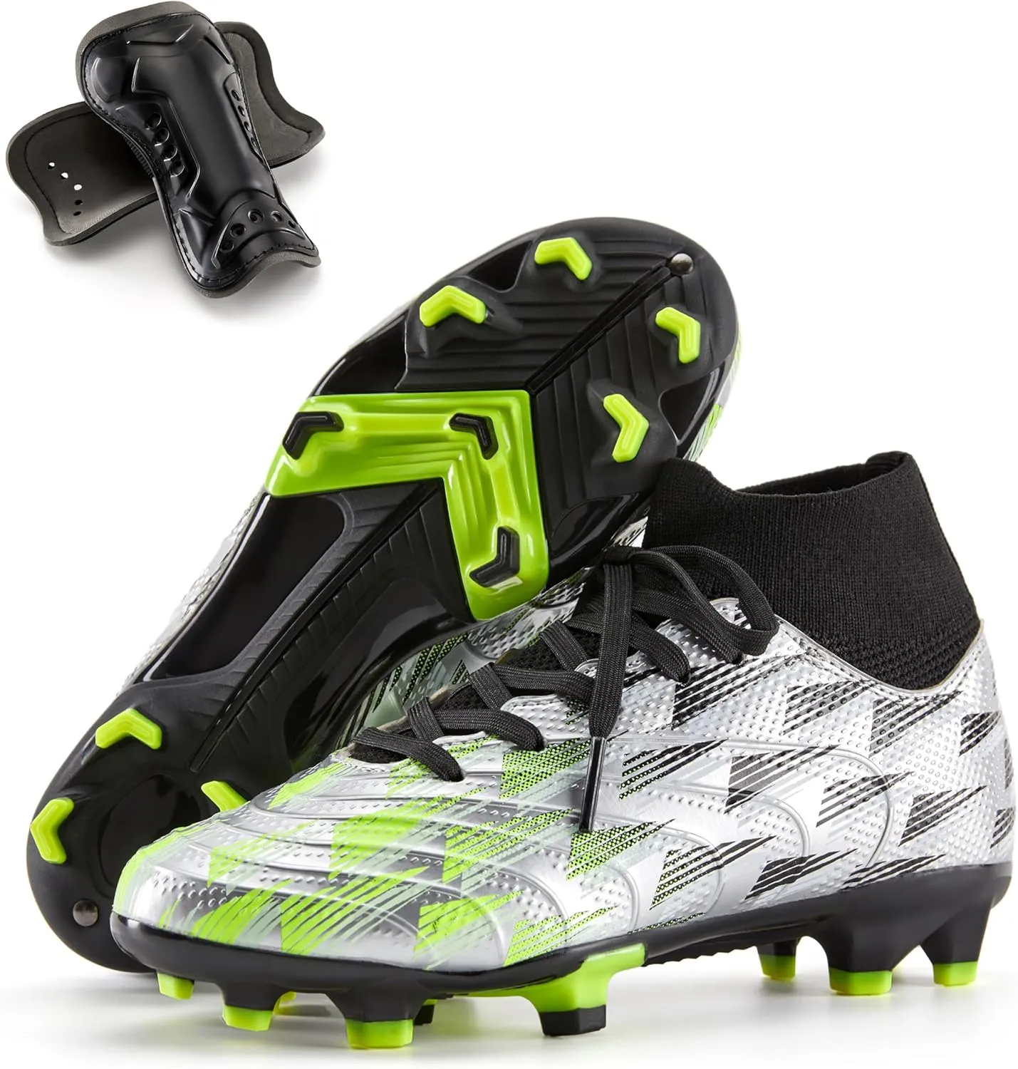 PATPAT Kids Soccer Cleats ?C High Top Outdoor Firm Ground and Turf Football Training Shoes for Little Big Boys and Girls, Sizes 10-6