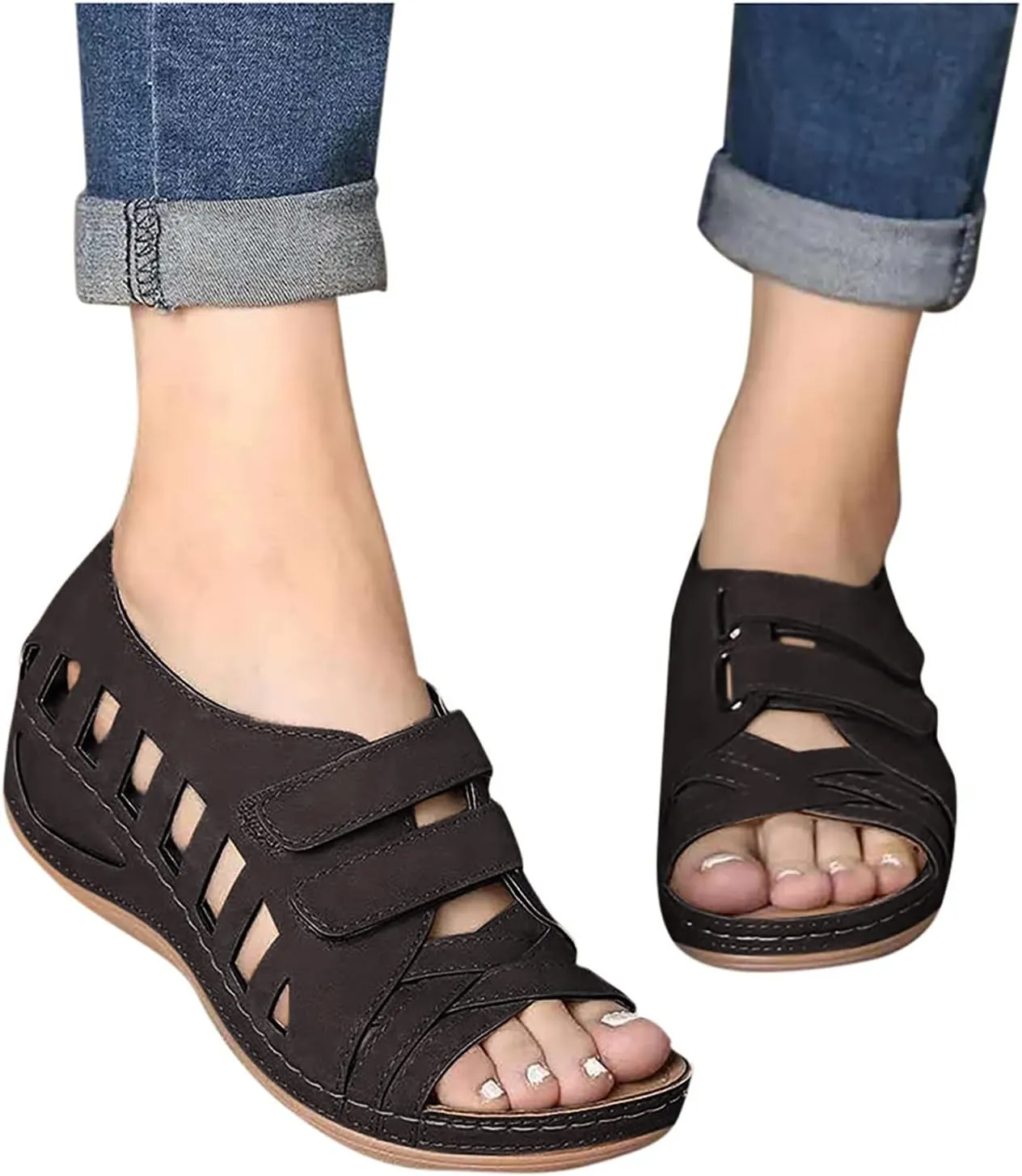 Plantar Fasciitis Sandals Closed Toe Walking Shoes Women Leather Chunky Sandals for Women Arch Support Sandals Women Comfortable Sandals for Women Womens Dress Sandals Size 8