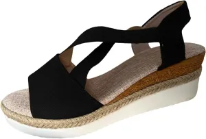 Platform Sandals Women Roman Style Cross Strap Cork Wedge Espadrille Slides Lightweight Summer Walking Shoes for Beach Orthopedic Sandal Beach Dressy Flip Flops for Wide Toe 2025 Spring