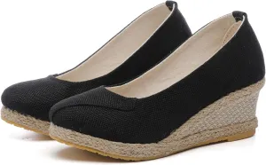 Platform Sandals,Espadrilles Wedge Sandals for Women Dressy Summer, Womens Closed Toe Sandals Buckle Ankle Strap Orthopedic Sandals Comfortable Slip On Pumps Shoes