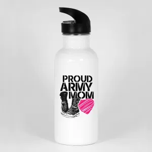 Proud Army Mom Soldier Boots and Heart Water Bottles
