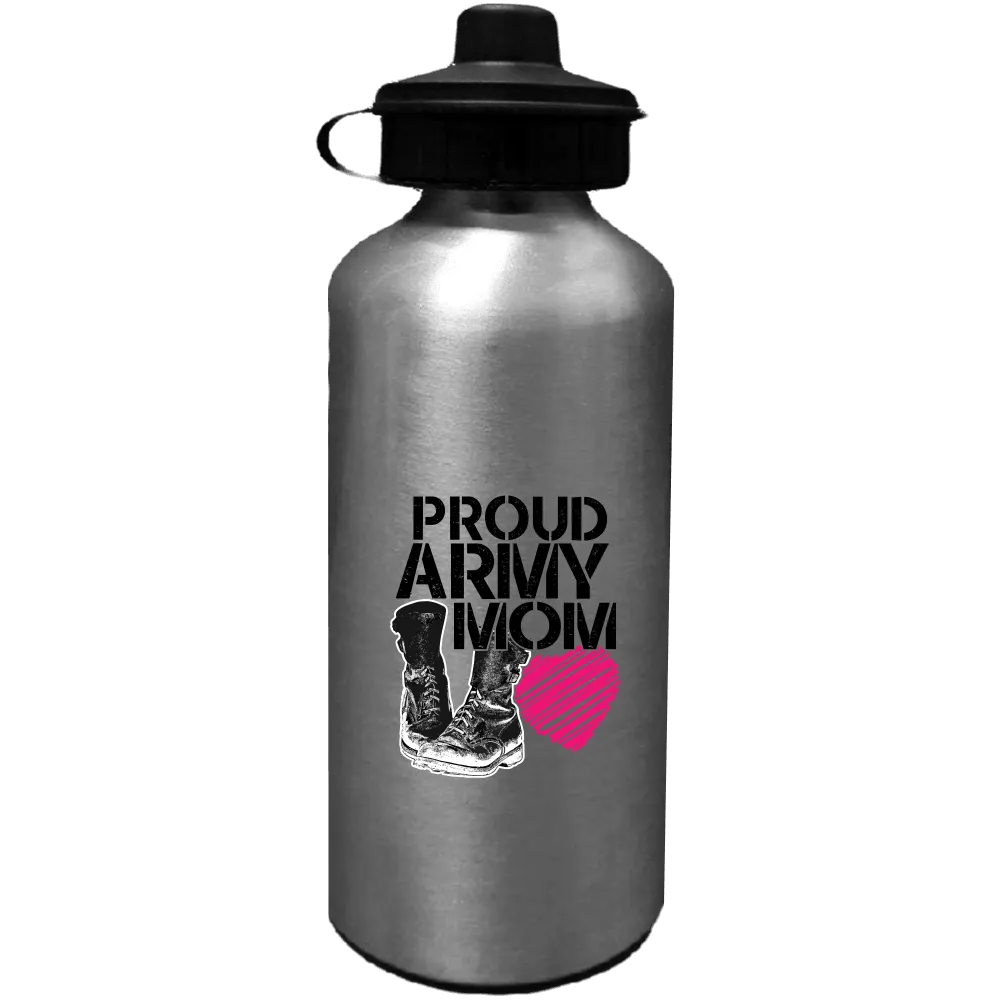 Proud Army Mom Soldier Boots and Heart Water Bottles