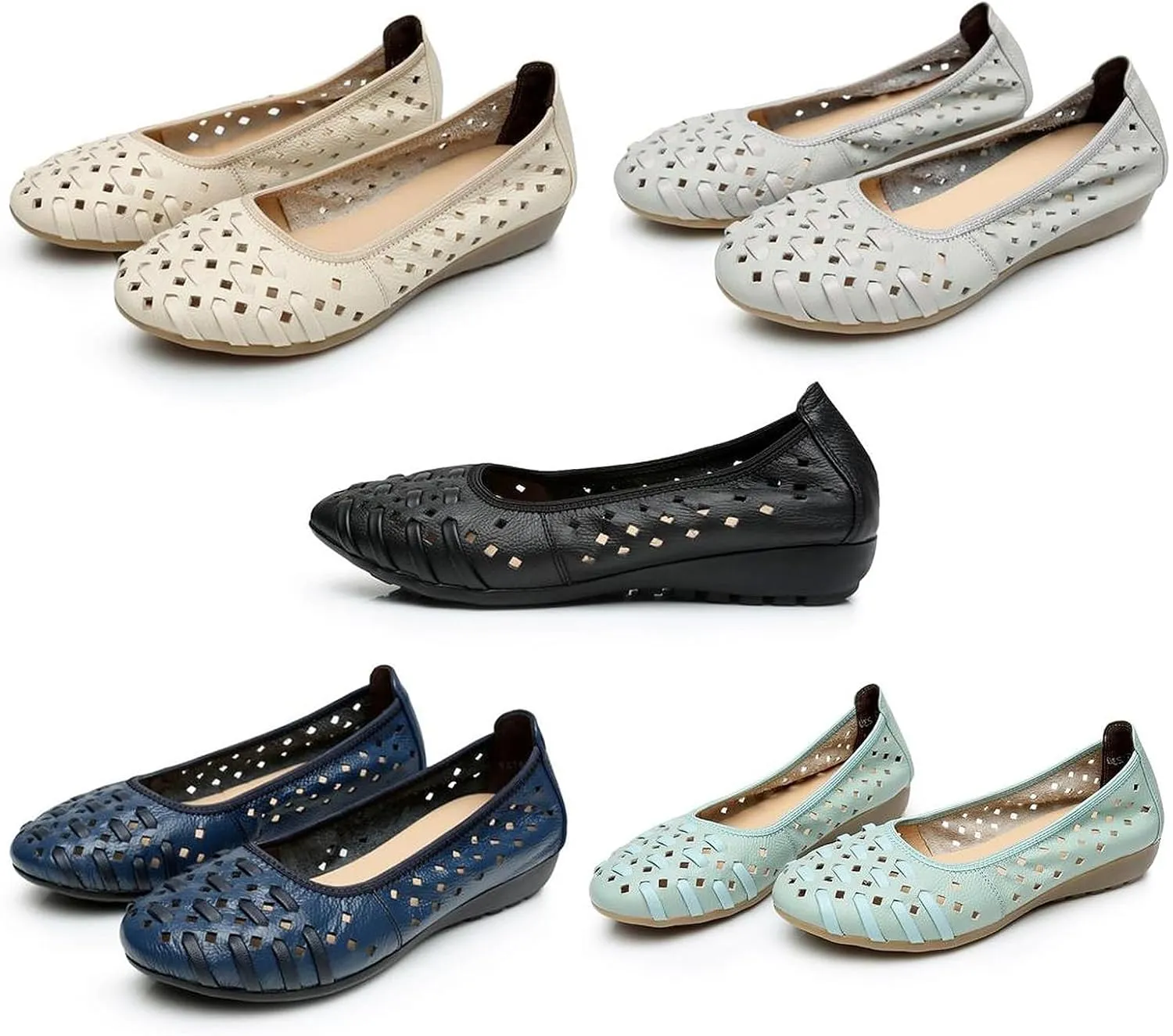 SACFOF Women's Breathable Flats Loafers,Slip on Shallow Mouth Breathable Soft Sole Walking Shoes Lightweight Orthopedic Flats Loafers