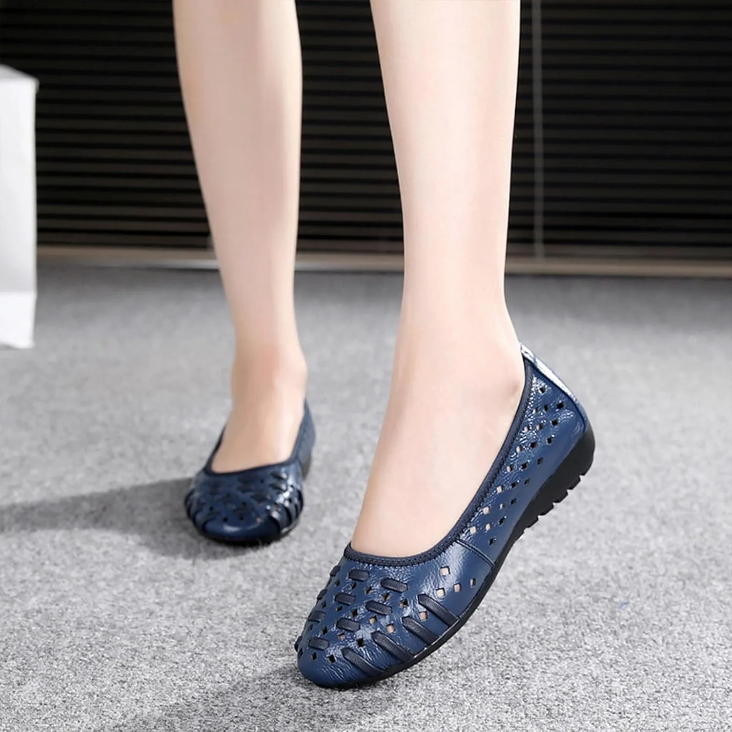SACFOF Women's Breathable Flats Loafers,Slip on Shallow Mouth Breathable Soft Sole Walking Shoes Lightweight Orthopedic Flats Loafers