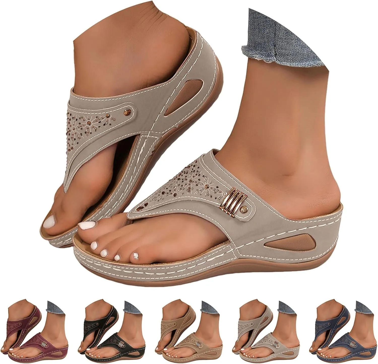 Sandals for Women 2025 Comfortable Orthopedic Gladiator Dress Wedge Sandals Trendy Boho Beach Sandal Flip Flops