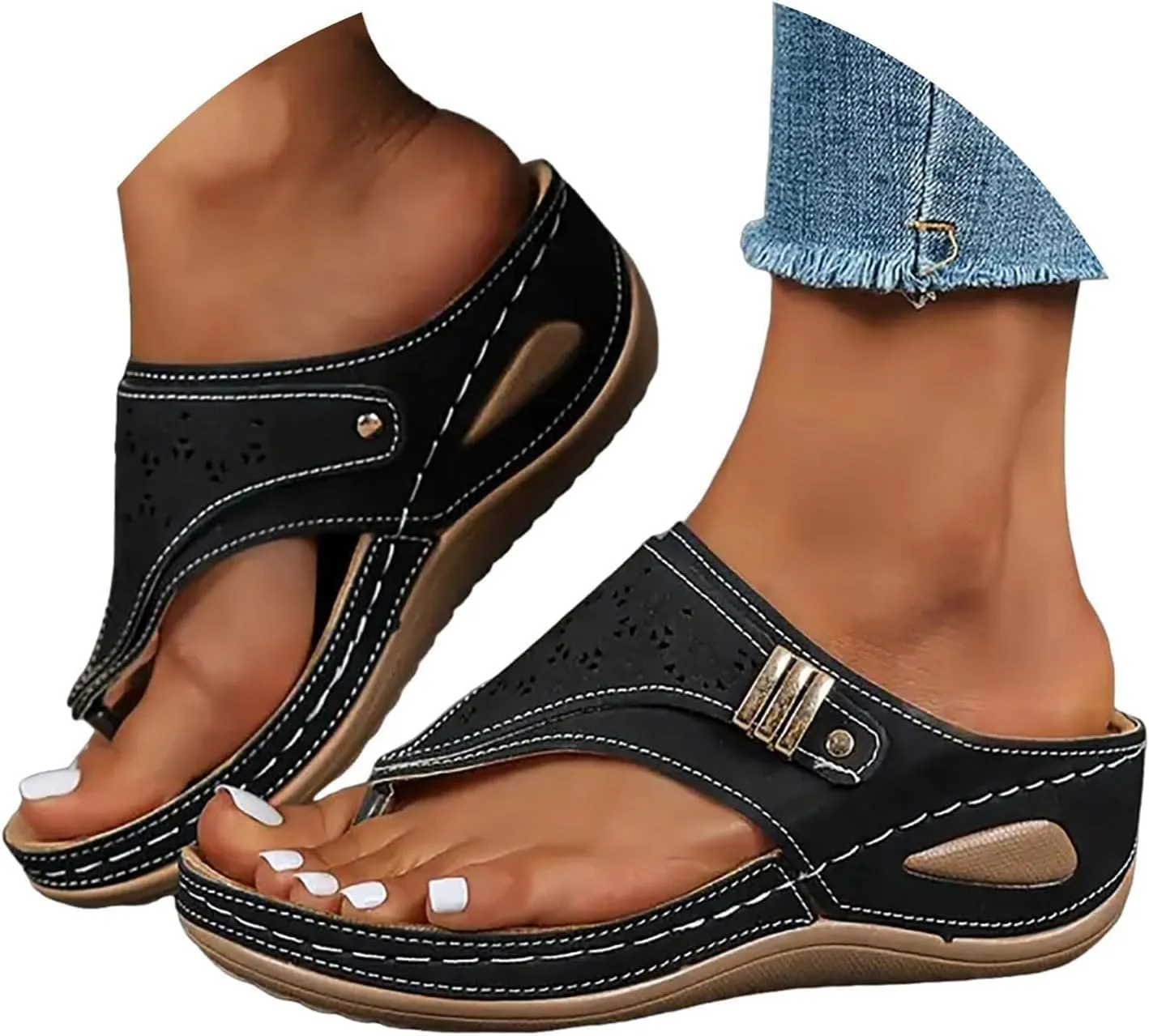 Sandals for Women 2025 Comfortable Orthopedic Gladiator Dress Wedge Sandals Trendy Boho Beach Sandal Flip Flops