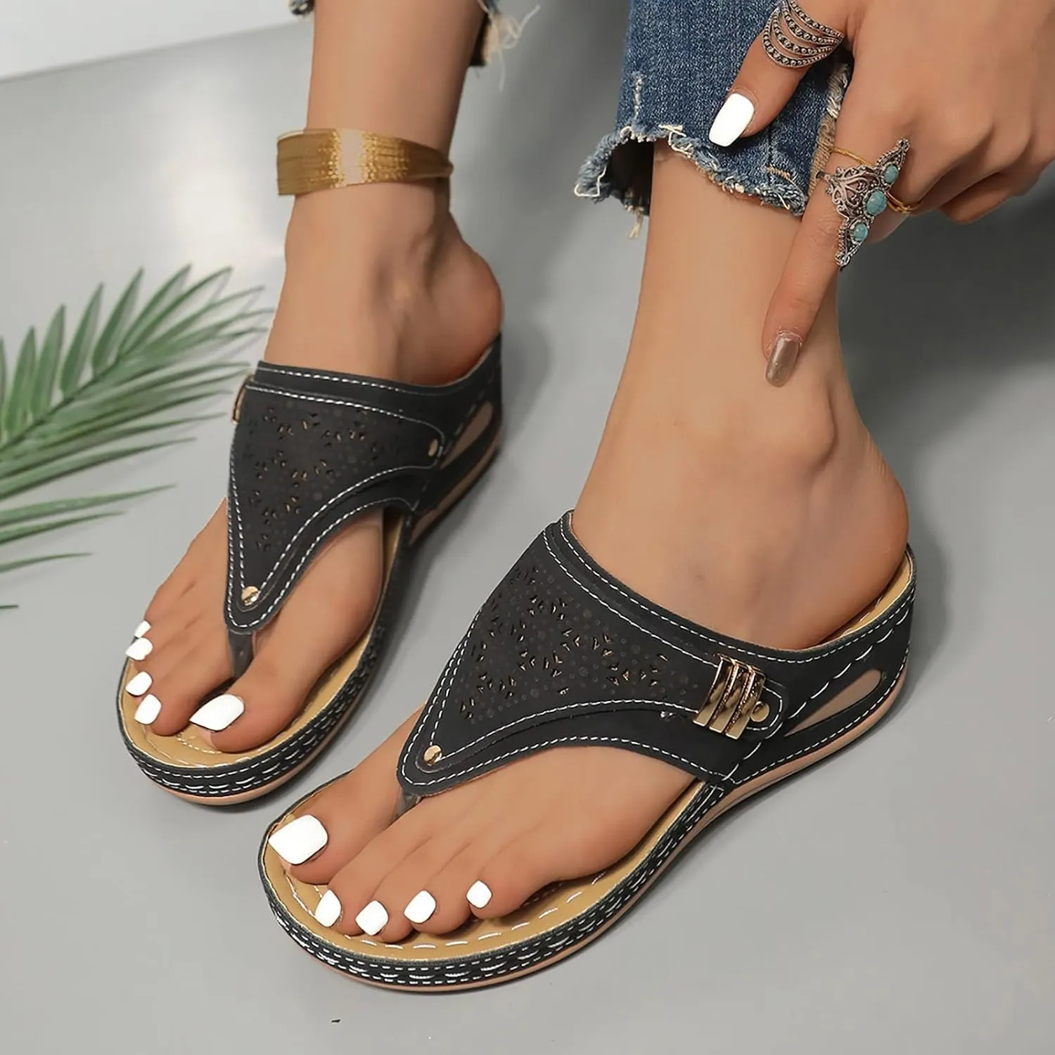 Sandals for Women 2025 Comfortable Orthopedic Gladiator Dress Wedge Sandals Trendy Boho Beach Sandal Flip Flops