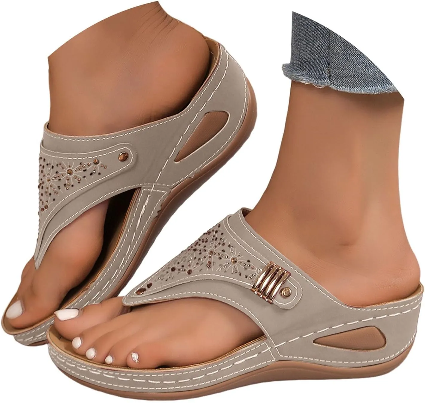 Sandals for Women 2025 Comfortable Orthopedic Gladiator Dress Wedge Sandals Trendy Boho Beach Sandal Flip Flops