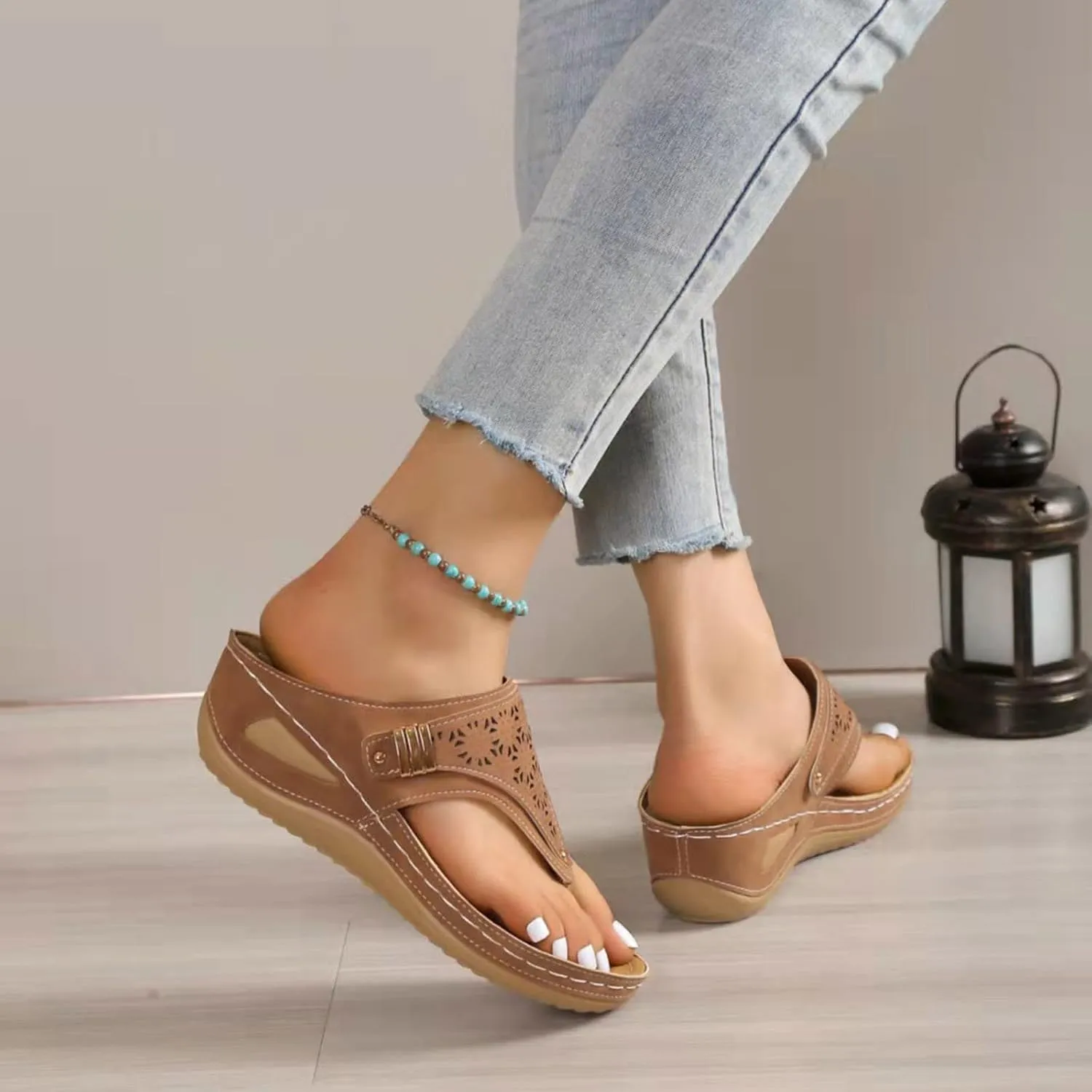 Sandals for Women 2025 Comfortable Orthopedic Gladiator Dress Wedge Sandals Trendy Boho Beach Sandal Flip Flops