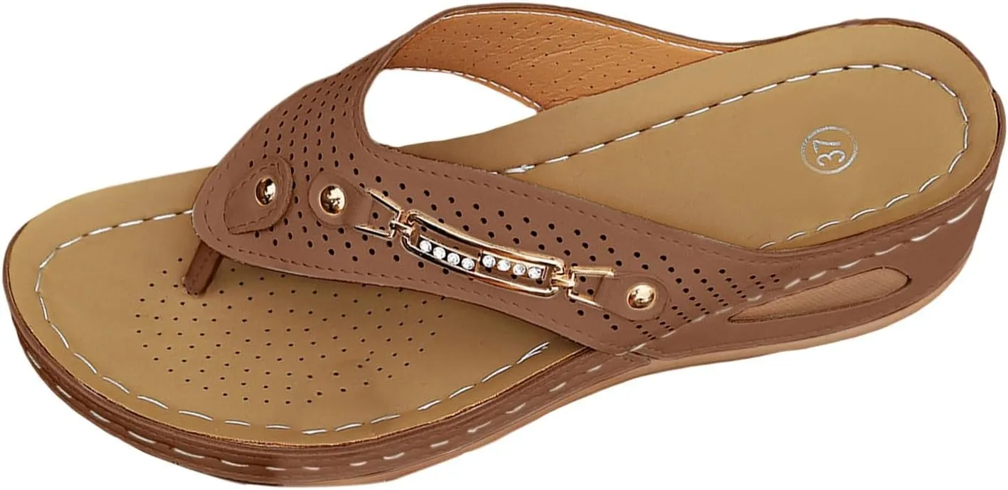 Sandals for Women 2025 Comfortable Orthopedic Gladiator Dress Wedge Sandals Trendy Boho Beach Sandal Flip Flops