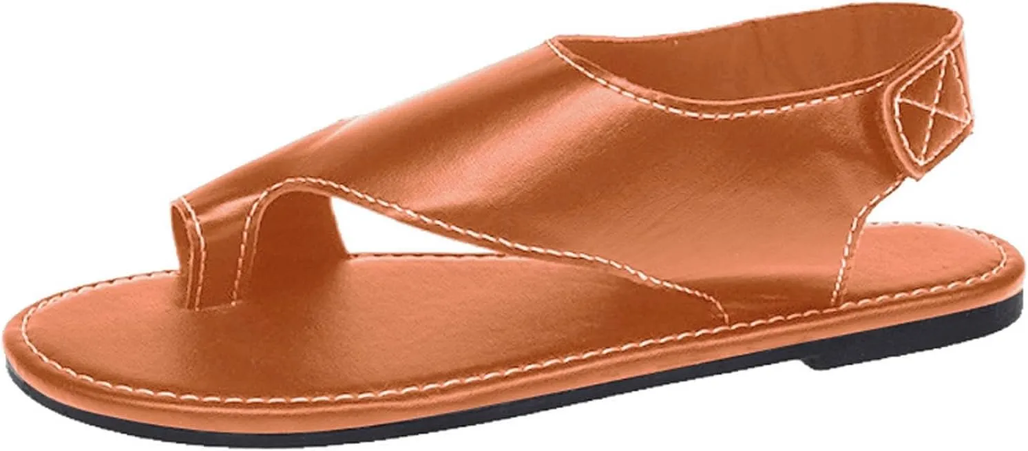 Sandals For Women 2025 Gladiator Sandal Adjustable Back Strap Flats Women's Open Toe Orthopedic Walking Shoes