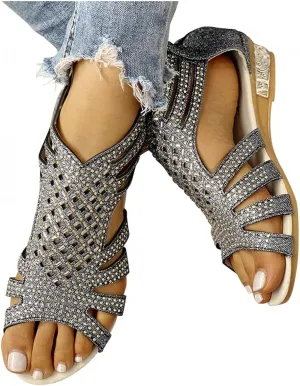 Sandals for Women Retro Bohemian Thong Sandals Roman Beach Gladiator Sandal Open Toe Summer Casual Flat Slipper