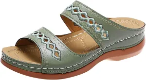 Sandals for Women Summer Comfortable Slip On Walking Wedges Heels Sandals Casual Dressy Open Toe Bohemia Beach Vacation Outdoor Slides Shoes