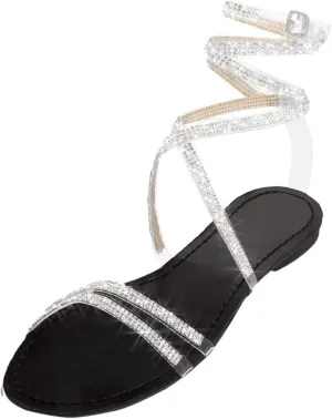 Sandals for Women Summer Dressy, Flat Shoes with Ankle Strap Bohemian Flat Shoes for Women Breathable Slip-on Shoes