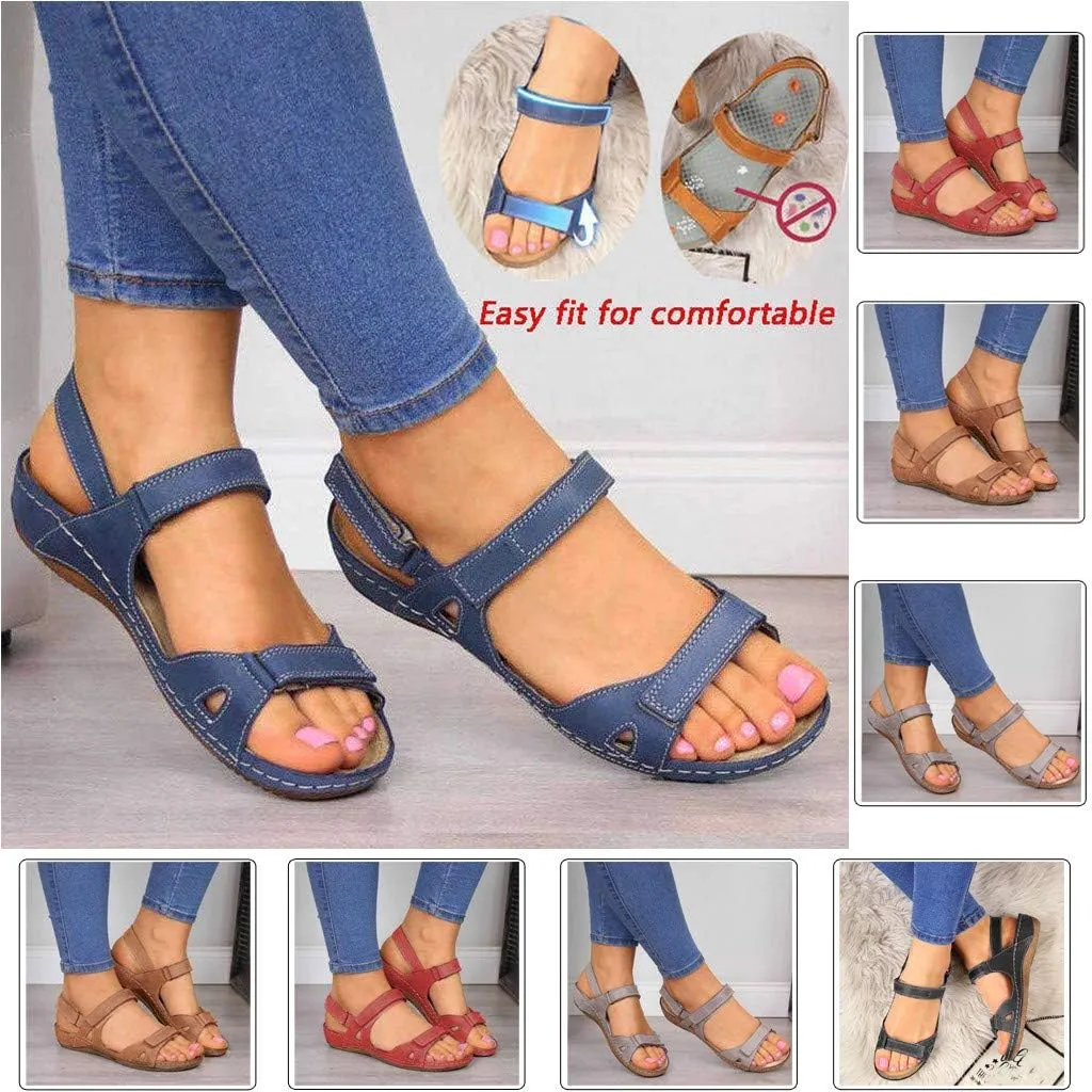 Sandals for Women,Orthopedic Open Toe Sandals Premium Comfy Casual Flat Wedge Shoes for Summer Outdoor