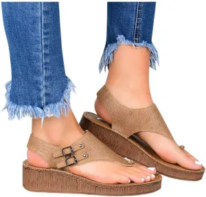 Sandals for Women.Women's Orthopedic Open Toe Leather Sandals-Premium Comfy Hook and Loop Closure Sport Sandal Casual Flat Arch Support Wedge Shoes for Summer Outdoor Hiking Walking Beach