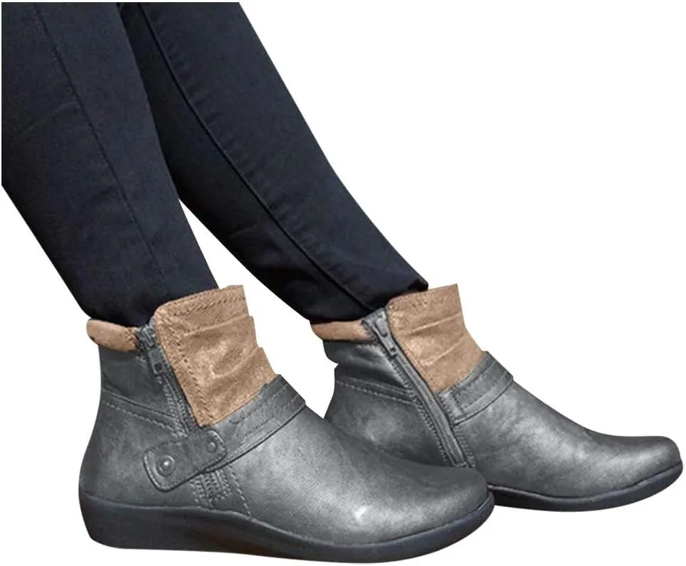 SBGMoSJ Womens Booties And Ankle Boots Low Heel Womens Ankle Booties Black Low Heel Booties Dressy Womens Black Leather Boots Ankle with Chunky Heels In Size 6 Turquoise Boots for Women