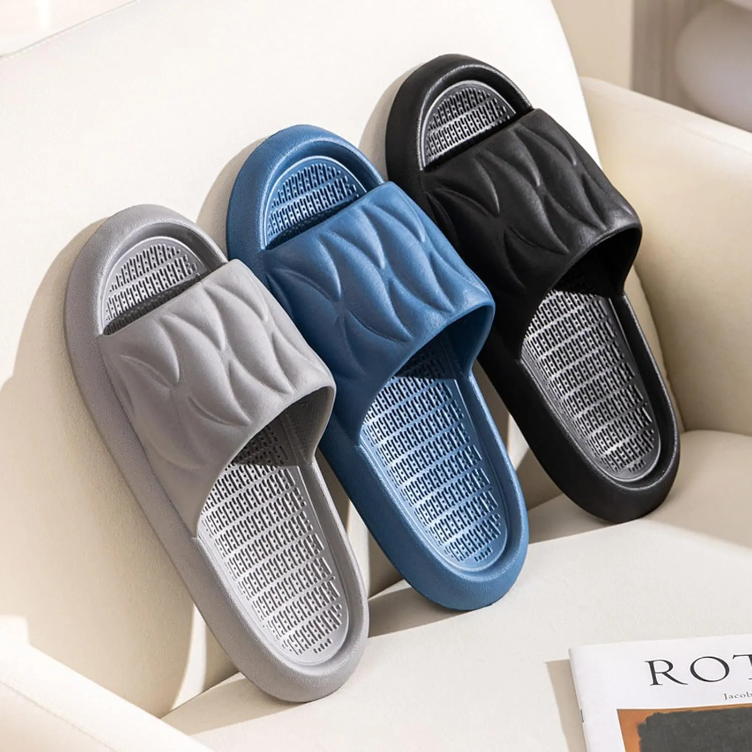 Shower Sandals Men Open Toe Shower Shoes Bathroom Sandals Cloud Comfy Indoor Outdoor Slides Unisex