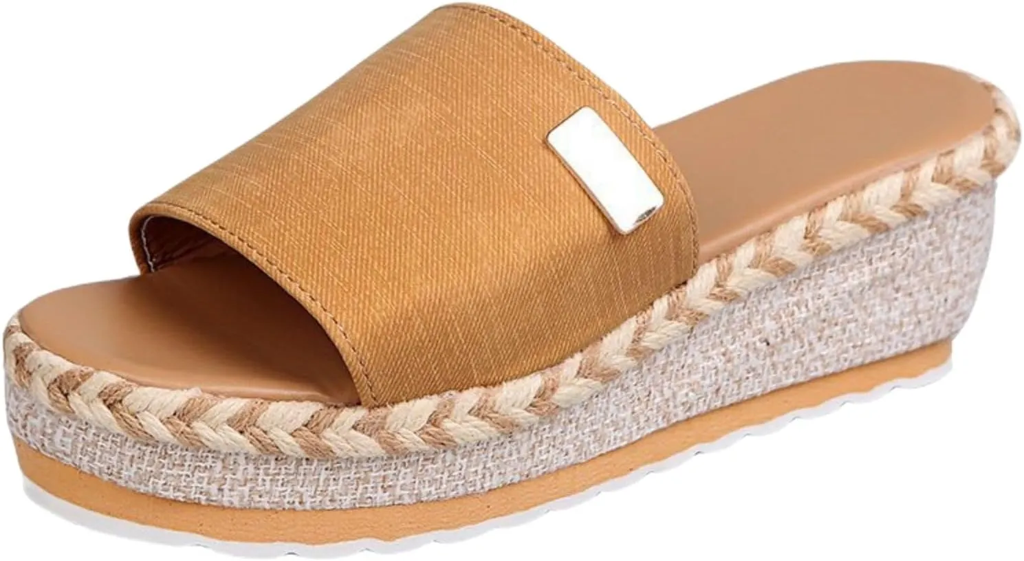 Smoneyful Women's Platform Wedges Sandals High Heels Open Toe Espadrilles Casual Summer Slip on Comfortable Platform Slide Sandals