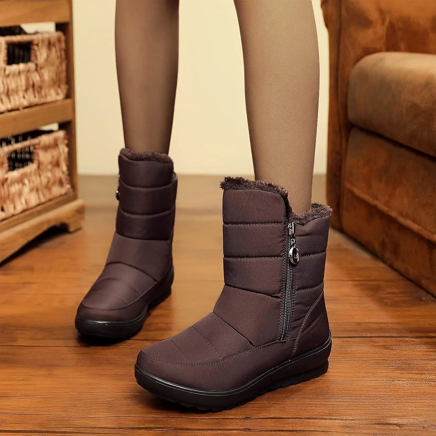 Snow Boots for Women Knee High Non Slip Snow Boot Women 10 Wide Fur Boots for Women Winter Black Boots for Winter Waterproof Women 2023 Botas TRmicas Para Mujer Sport