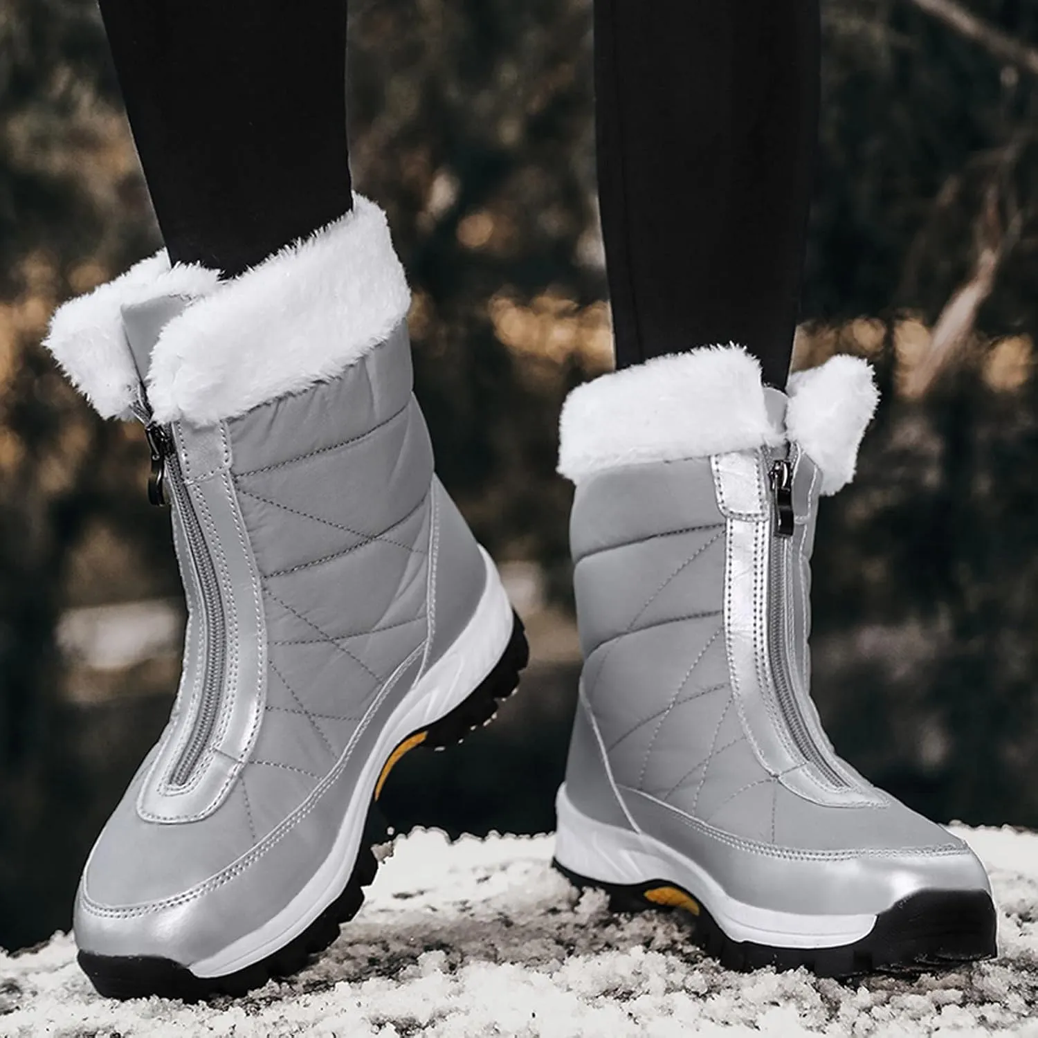 Snow Boots for Women Waterproof Anti Slip Women's Short Snow Boots Winter Boots Women Size 8 Black Womens Warm Fur Lined Winter Snow Boots Waterproof Platform Women Winter Snow Boots