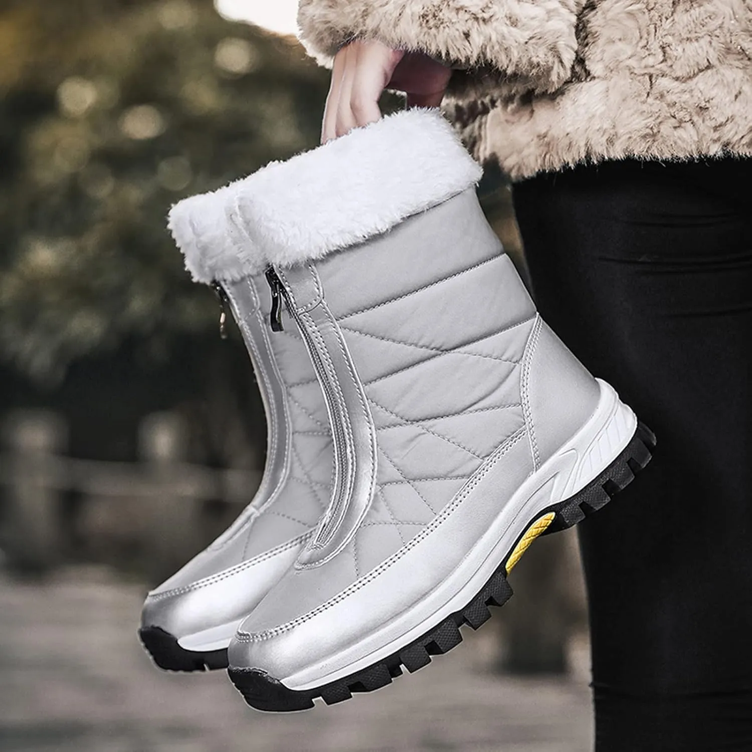 Snow Boots for Women Waterproof Anti Slip Women's Short Snow Boots Winter Boots Women Size 8 Black Womens Warm Fur Lined Winter Snow Boots Waterproof Platform Women Winter Snow Boots
