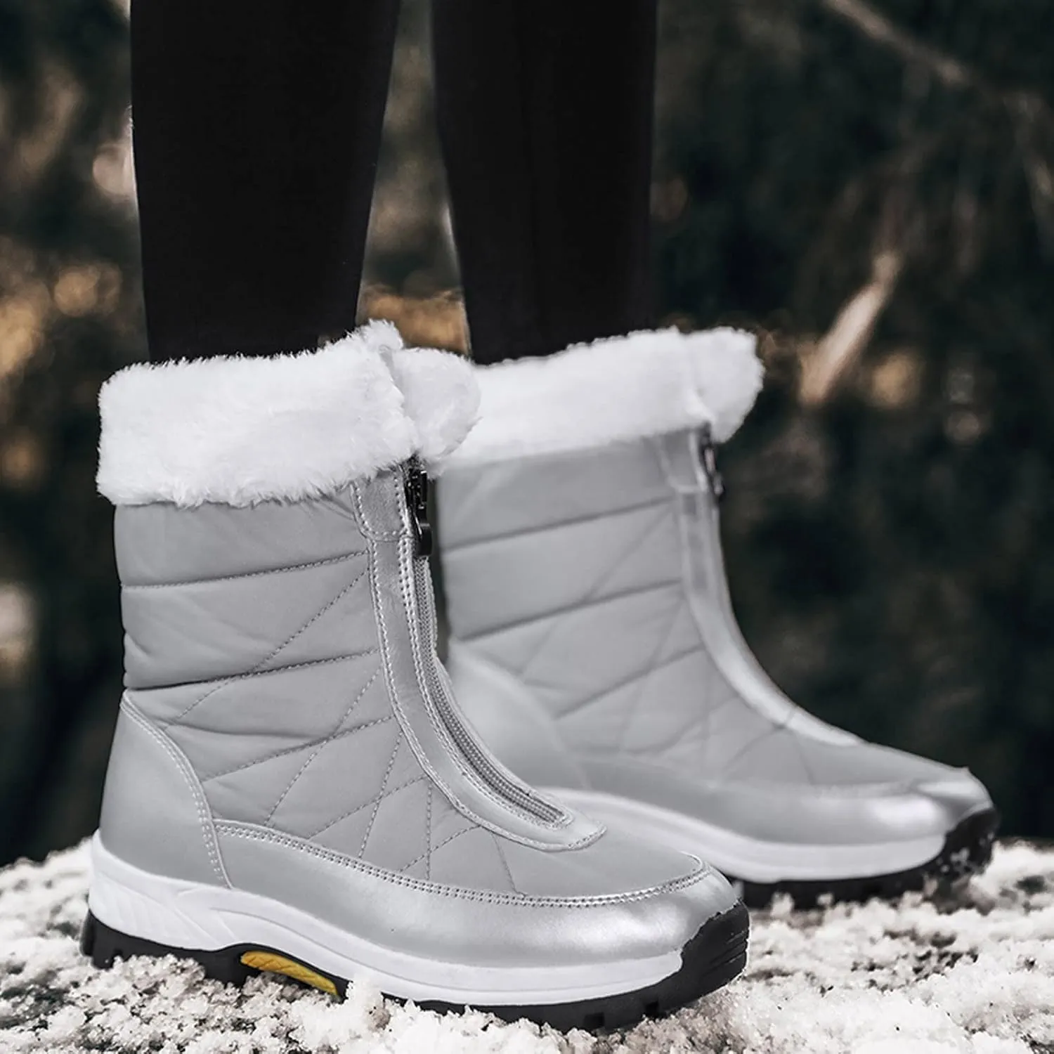 Snow Boots for Women Waterproof Anti Slip Women's Short Snow Boots Winter Boots Women Size 8 Black Womens Warm Fur Lined Winter Snow Boots Waterproof Platform Women Winter Snow Boots
