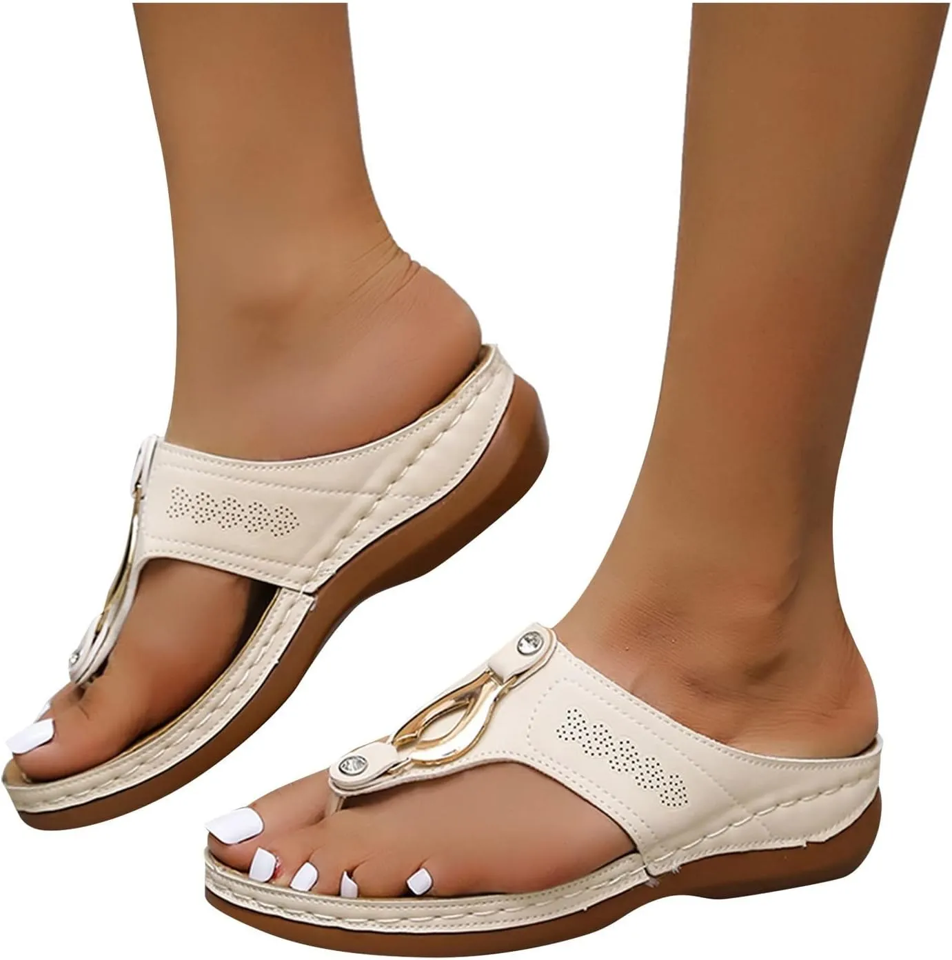Summer Flats Sandals for Women Orthopedic with Arch Support Shoes Casual Lightweight Beach Sandals 2025
