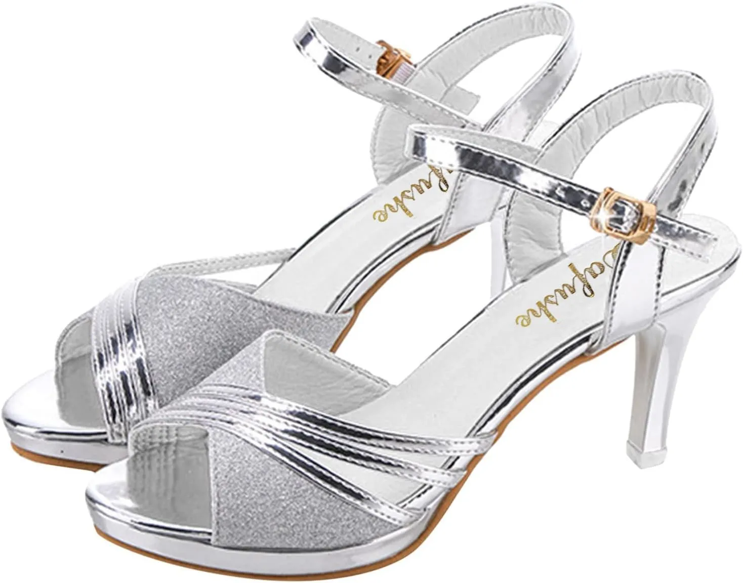 Summer Sandals for Women Orthopedic High Heel Elastic Ankle Strap Shoes Rhinestone Beach Sandals 2025