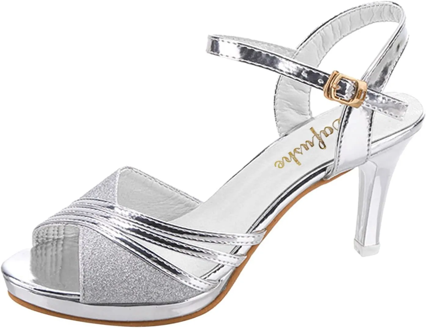 Summer Sandals for Women Orthopedic High Heel Elastic Ankle Strap Shoes Rhinestone Beach Sandals 2025