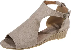 Summer Sandals Shoes Beach Toe Women Wedges Open Buckle Roman Breathable Strap Women's sandals Dress Shoes