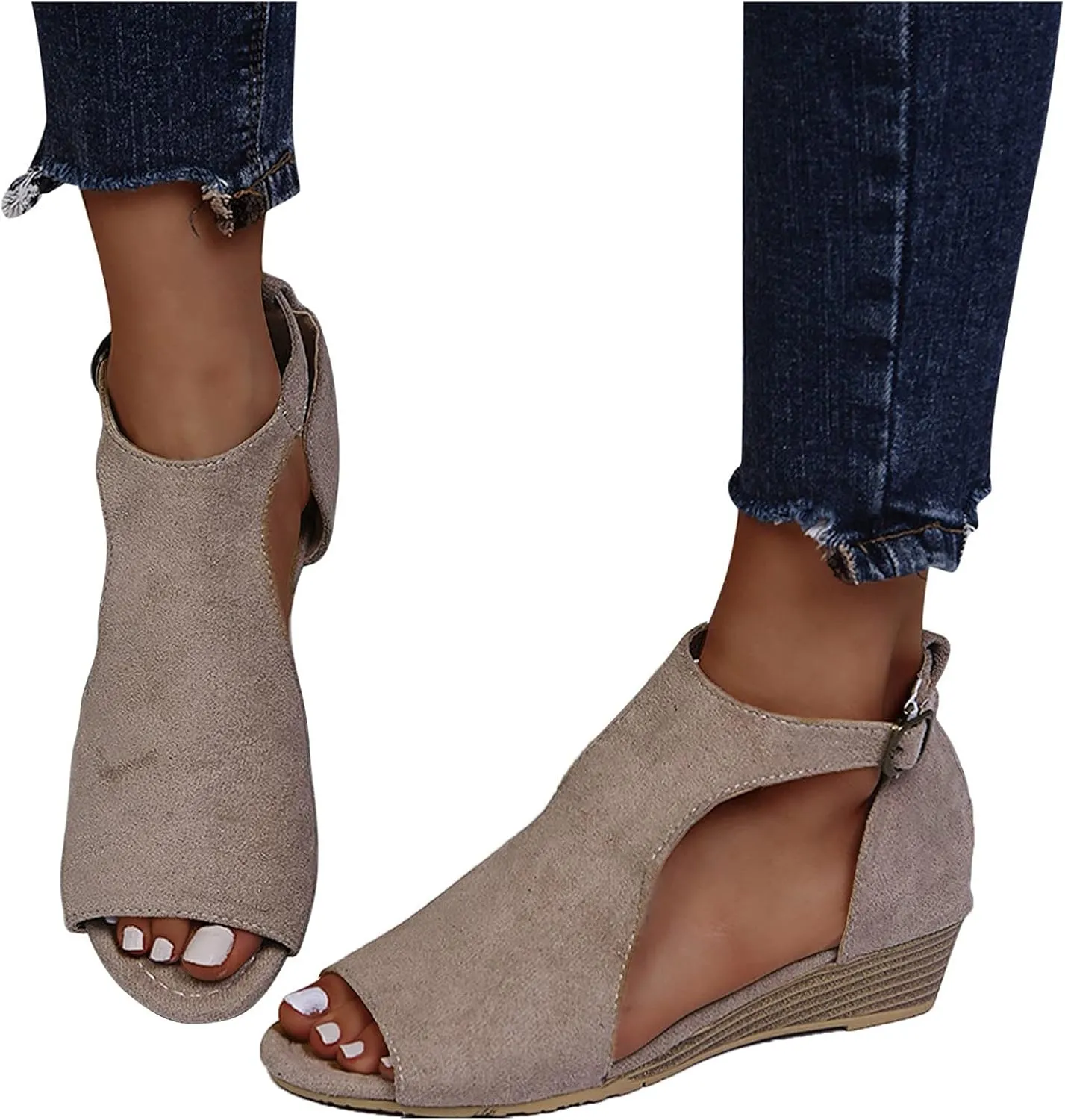 Summer Sandals Shoes Beach Toe Women Wedges Open Buckle Roman Breathable Strap Women's sandals Dress Shoes