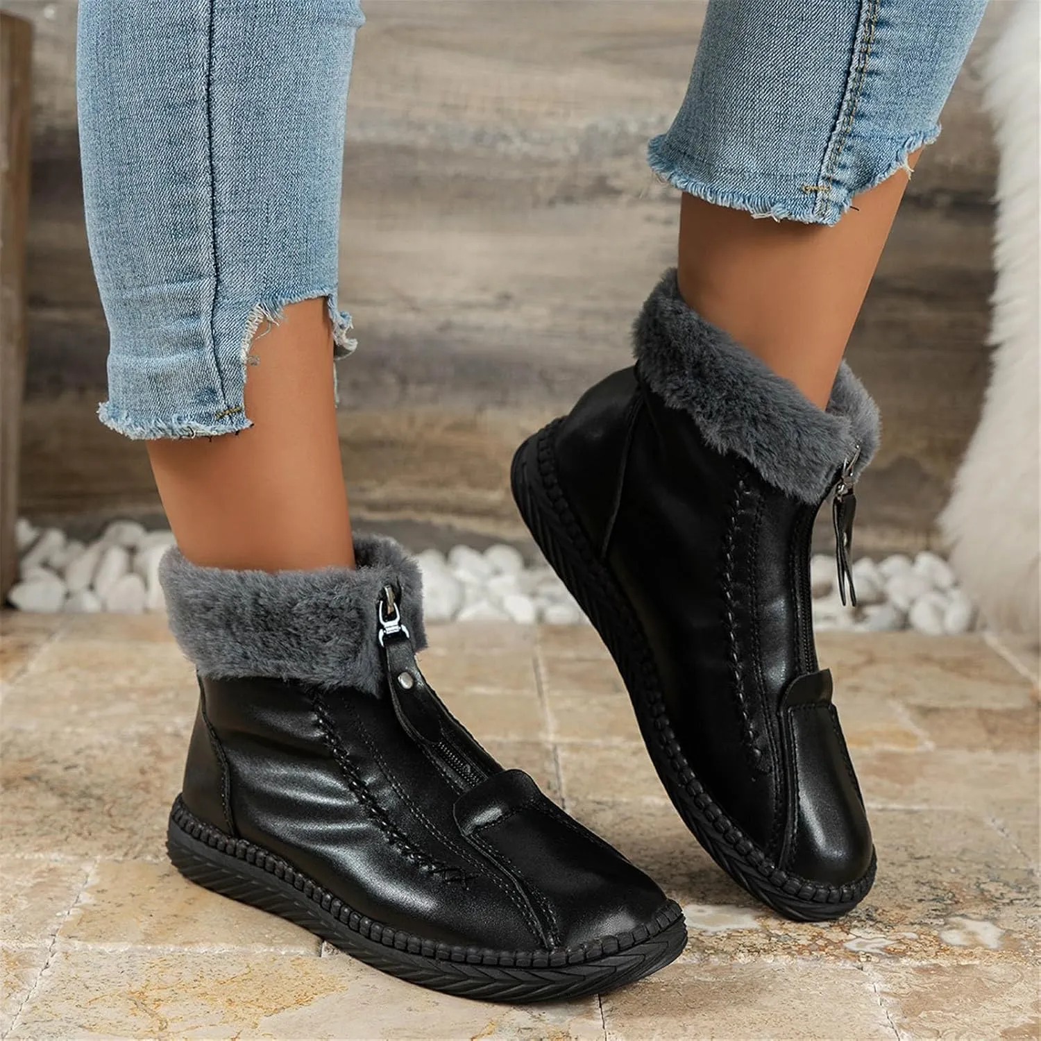 Tall Winter Boots for Women Waterproof Snow Non Slip Snow Boot Women Low Waterproof Snow Boots Women Pull on Fashionable Winter Boots for Women Botas De Trabajo Para Mujer En El Frio