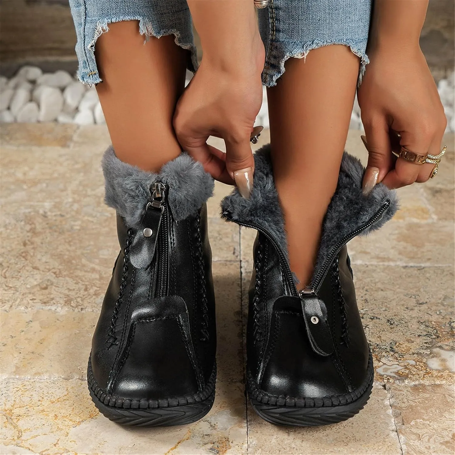 Tall Winter Boots for Women Waterproof Snow Non Slip Snow Boot Women Low Waterproof Snow Boots Women Pull on Fashionable Winter Boots for Women Botas De Trabajo Para Mujer En El Frio