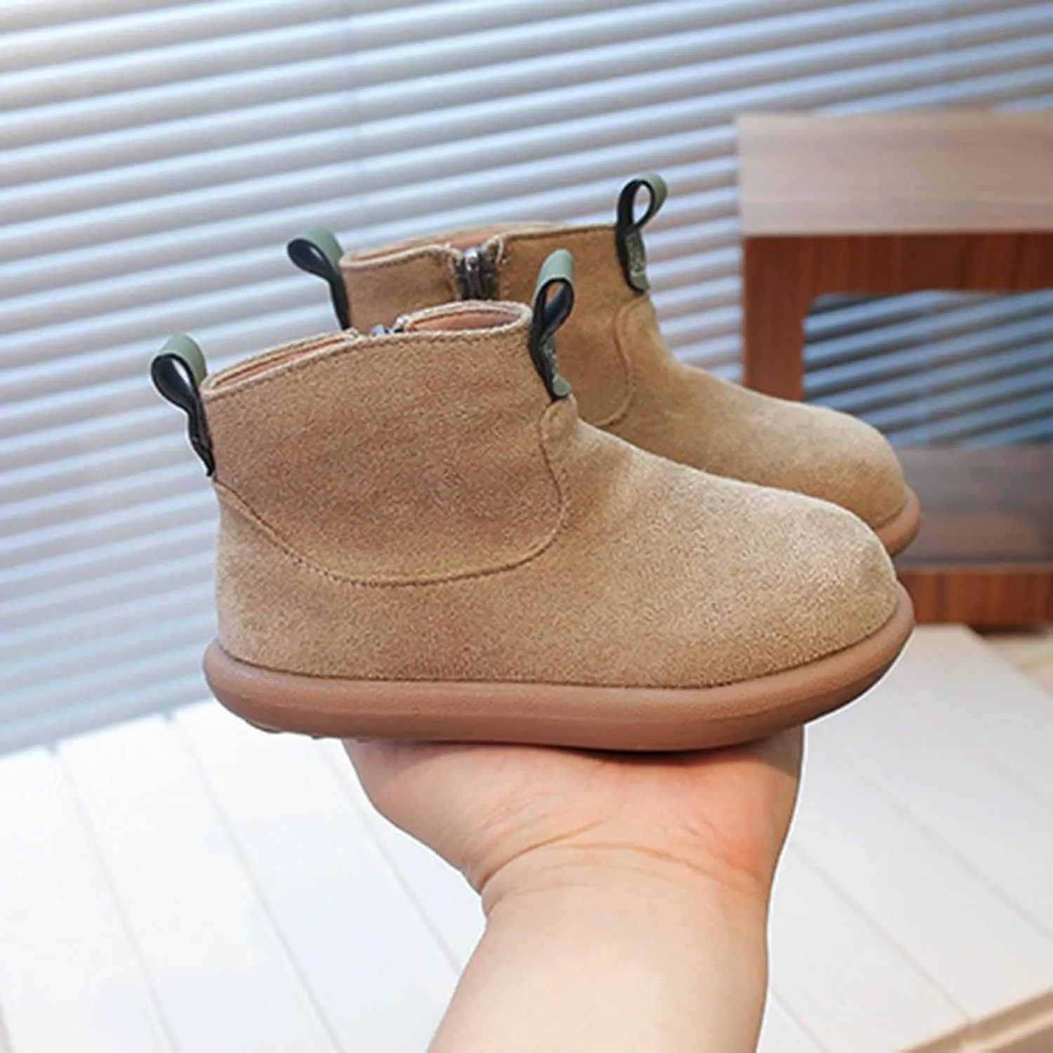 Toddler Boys Girls Cowboy Ankle Boots Side Zipper Non Slip Solid Comfortable Rubber Flat Booties Riding Shoes