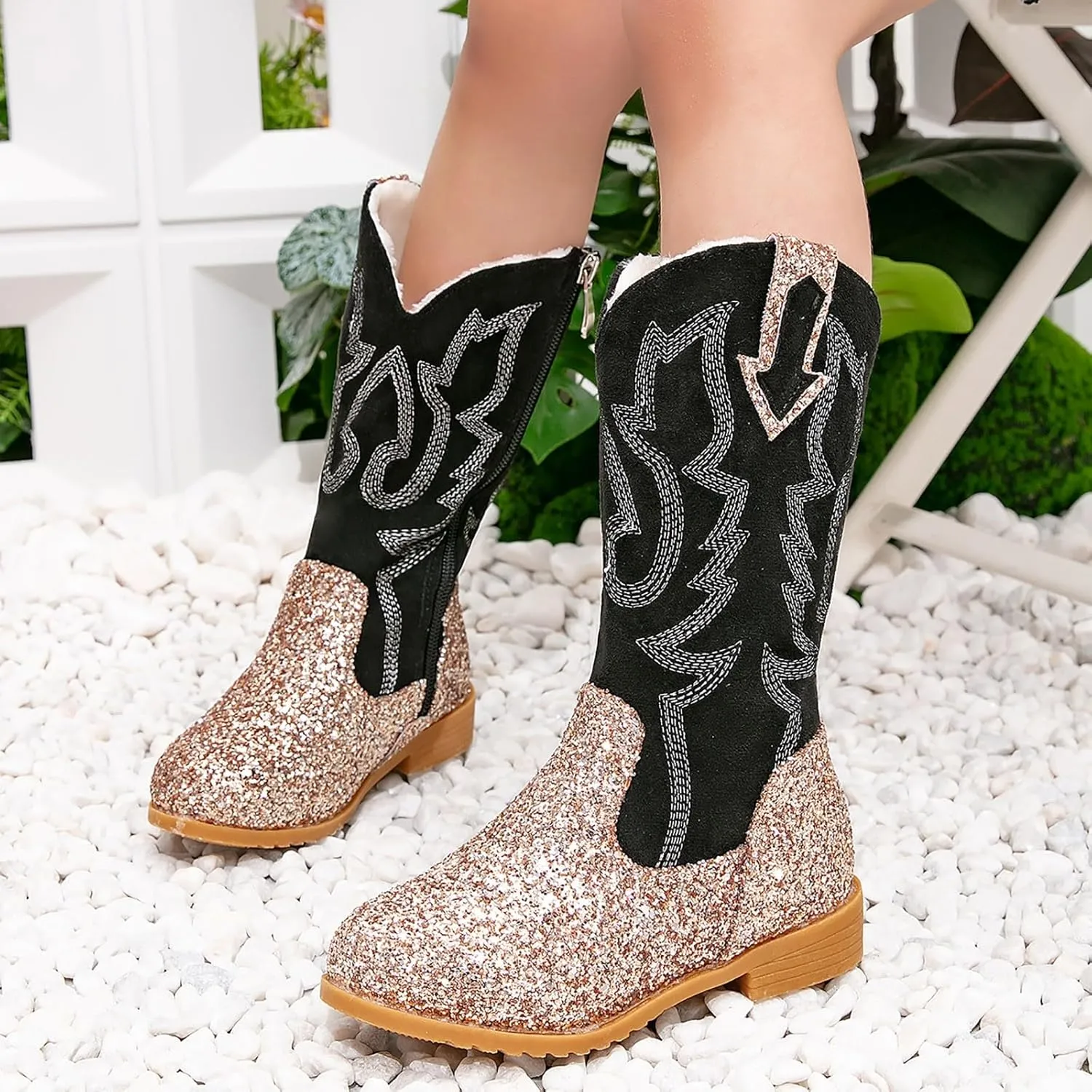 Toddler Girls Cowgirl Boots Western Glitter Cowboy Boot Ankle Boots Little Kids Big Kid Cute Party Birthmen Shoes