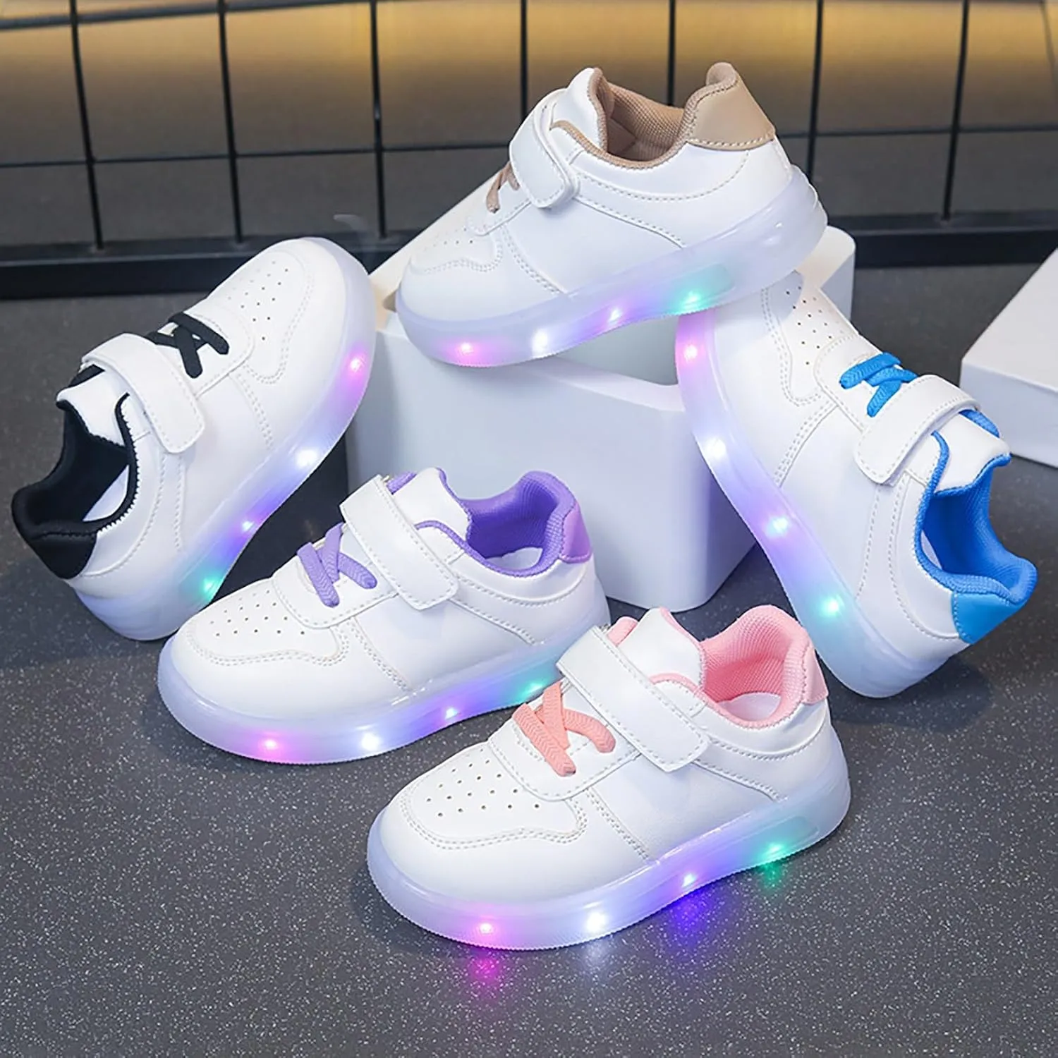 Toddler No Lace Glitter Sneakers Flat Non Slip Sole Rubber Lightweight Sport Shoes Baby Boys Girls First Walking Shoes