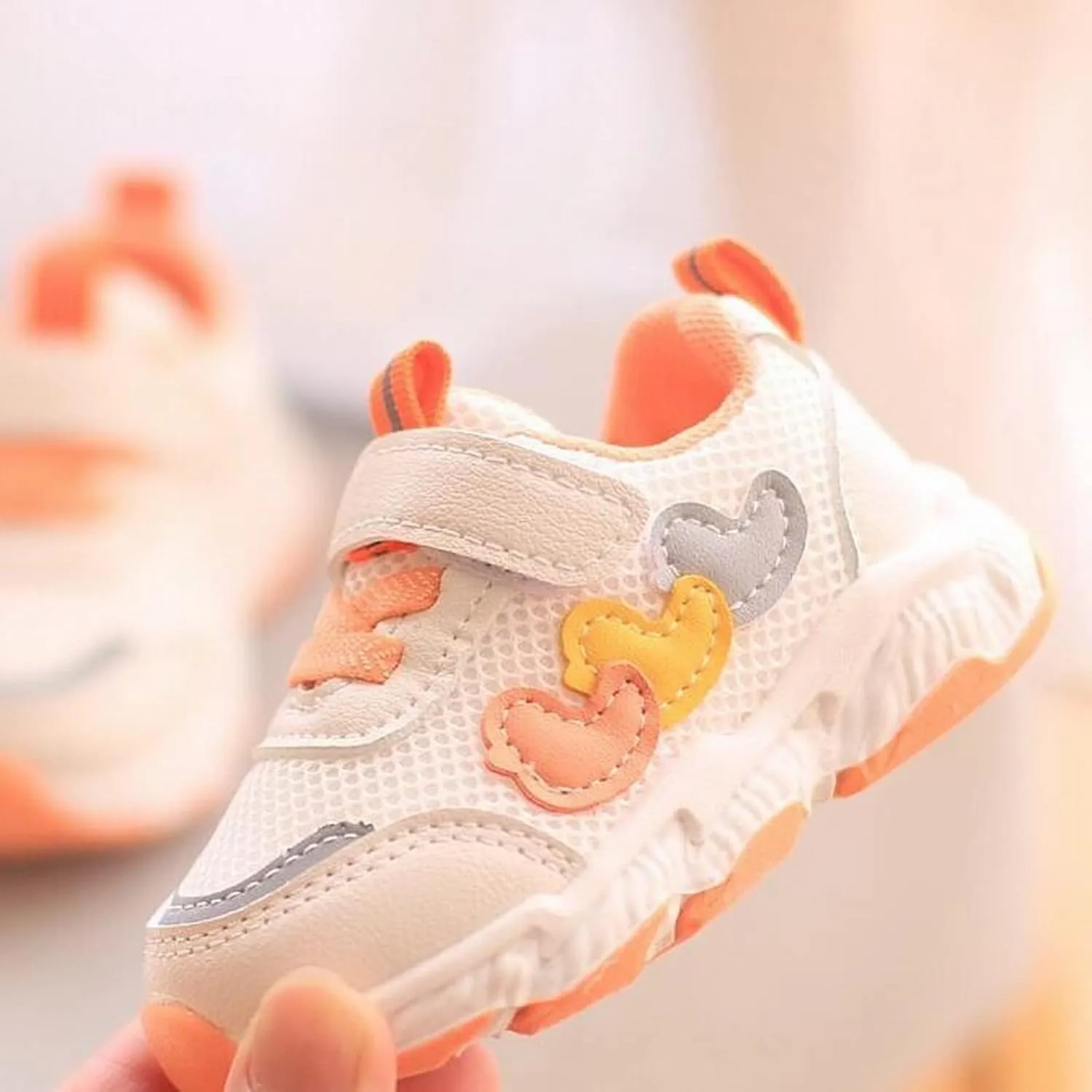 Toddler Sneakers Children's Sports Mesh Shoes Unisex Heart Decoration for Kids 3 to 18 Months Youth Pg1 Basketball Shoes