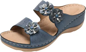 Walking Sandals Women Comfort Orthopedic Sandals Arch Support Slip On Wedge Sandals Summer Beach Vacation Sandals