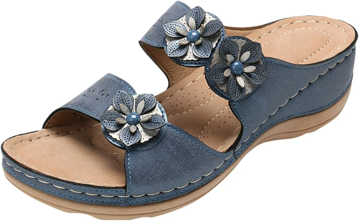 Walking Sandals Women Comfort Orthopedic Sandals Arch Support Slip On Wedge Sandals Summer Beach Vacation Sandals