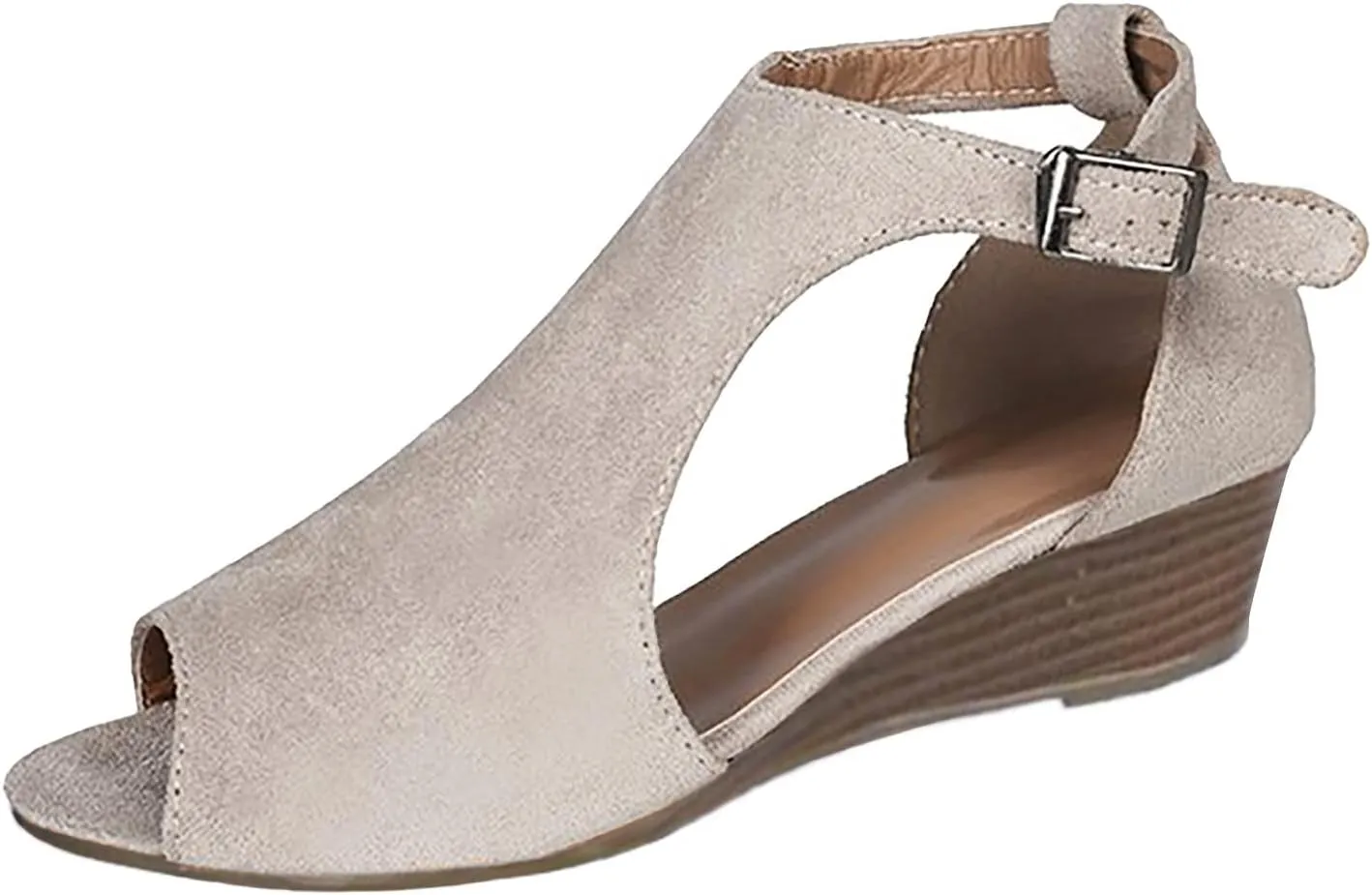 Wedge Sandals for Women Dressy Buckle Strappy Espadrille Platform Heels Open Toe Comfortable Slip On Beach Wedding Party Shoes Orthopedic Sandal Beach Dressy Flip Flops for Wide Toe 2025 Spring