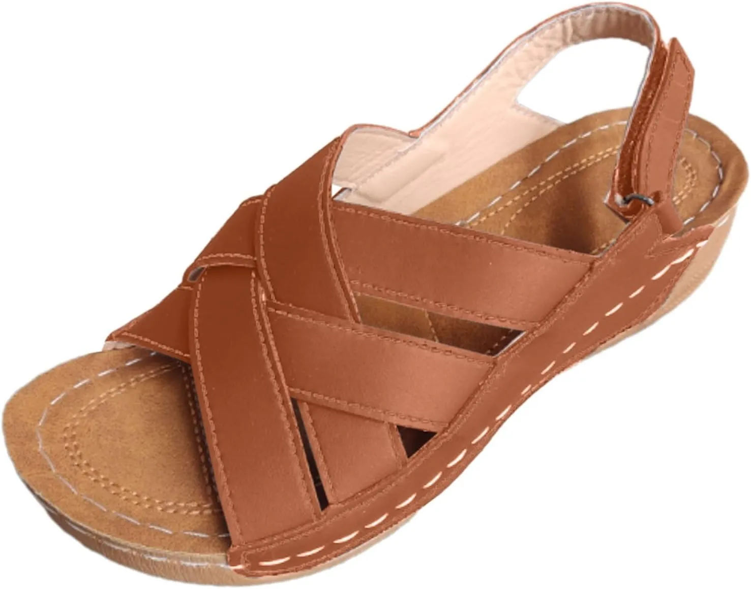 Wedge Sandals for Women Summer Orthopedic Comfort Walking Shoes Wide Width Platform Shoes Beach Outdoor Roman Sandals