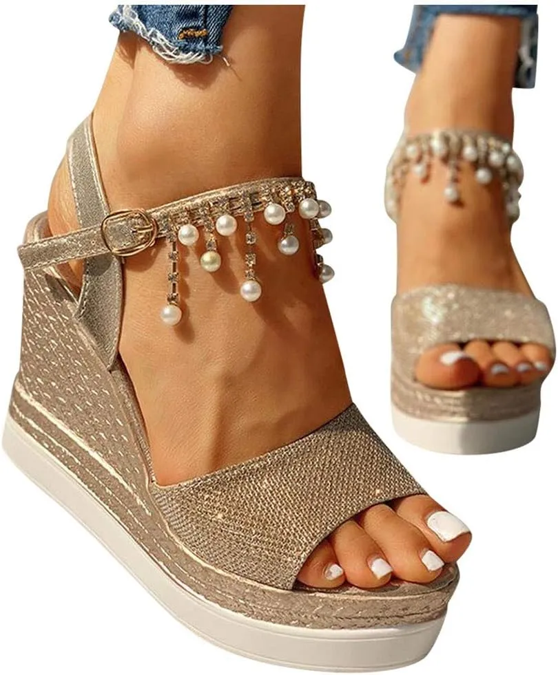 Wedge Sandals for Women Water Friendly Synthetic Material with Quick Dry Straps and Non Slip Sole for Poolside Wear Orthopedic Sandal Beach Dressy Flip Flops for Wide Toe 2025 Spring