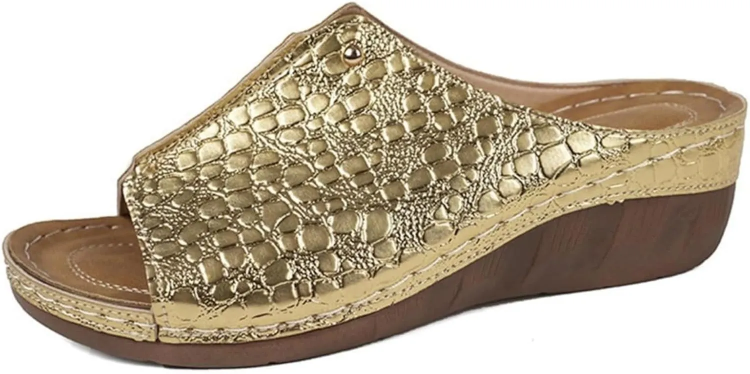 Wedges Sandals for Women Damping Sole Upgradation Stretch Lightweight Sandals Slip on Espadrille Sandal Wide Width Arch Support Cushion Slides Summer Beach Walking Shoes